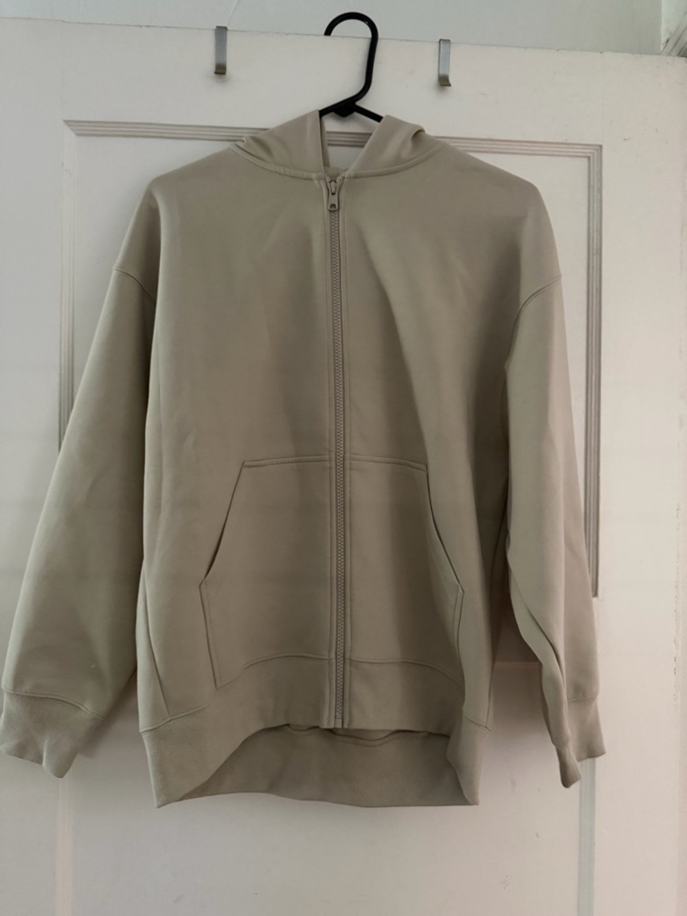 Uniqlo Neoprene Full-Zip Hooded Jacket in Light Beige Medium